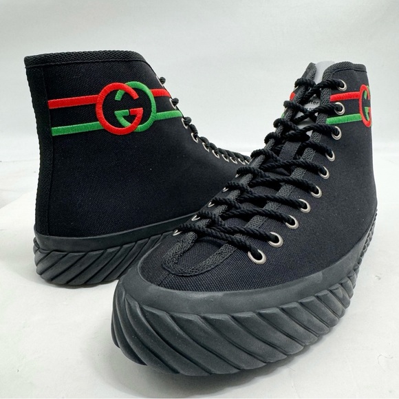Gucci Interlocking G Logo Canvas High Top Sneakers - Picture 2 of 13